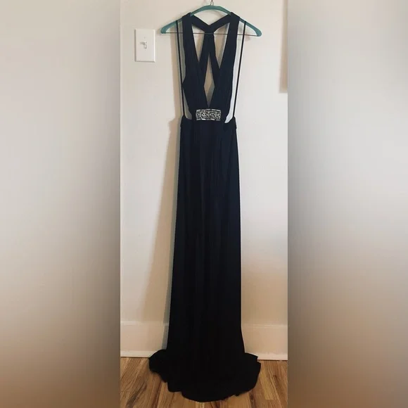 sachin and babi light blue dress Yellow Front Tie Cut Out Backless Knitted Maxi Dress – IRHAZ main image 0